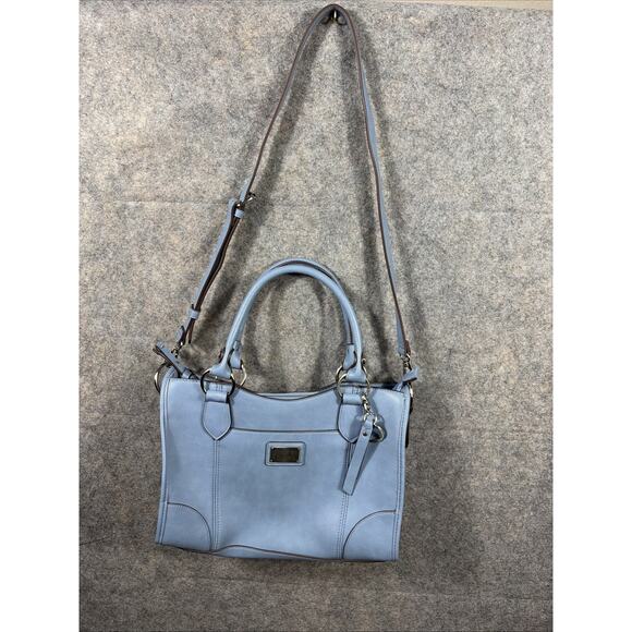 Frye and Co Core Satchel Light Blue Faux Leather Bag - Picture 6 of 12